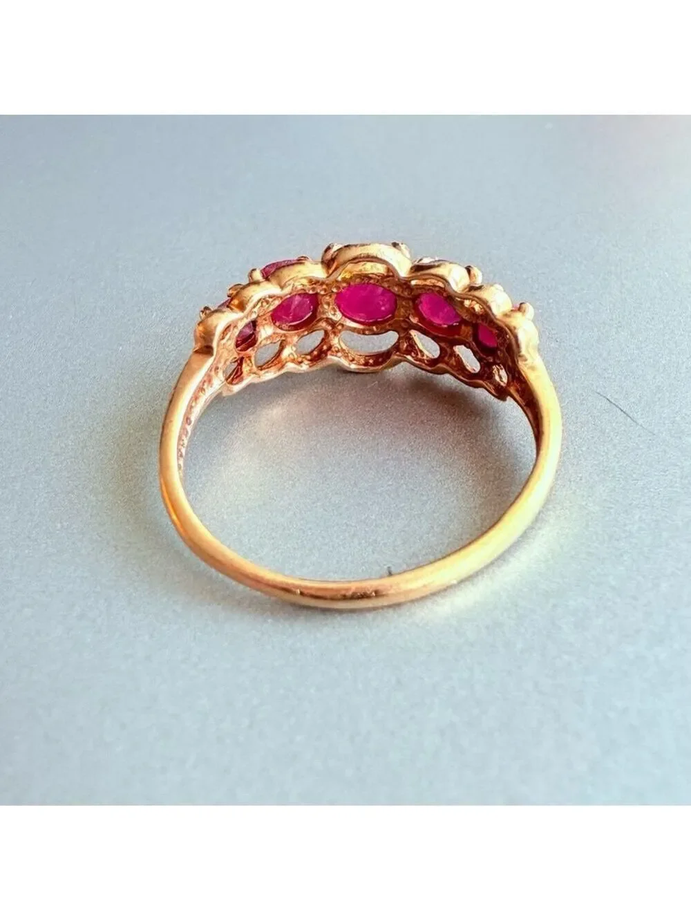 Estate 10K Solid Gold 1.6 TCW Natural Ruby 5Stone Channel Set Ring JCM Mauritius